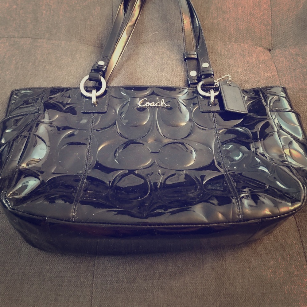 Coach black patent leather purse